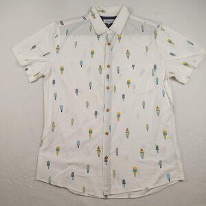 Sovereign Code White Ice Cream Print Shirt Mens Medium Short Sleeve Button Up
